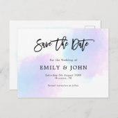 Blau/Lilac Wasserfarbe/Script-Hochzeit Das Datum s Postkarte (Vorne/Hinten)