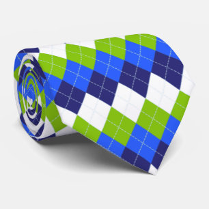 Blau, Limettengrün und Weiß Argyle Krawatte