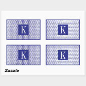 BLAU LINE STRICK-Klebekleber + Initial II Rechteckiger Aufkleber (Blatt)
