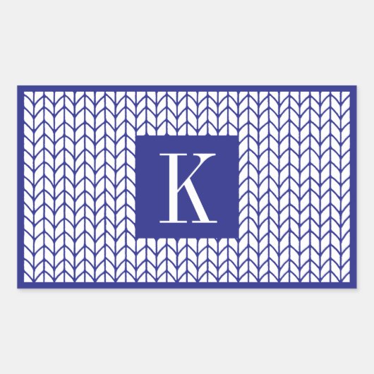 BLAU LINE STRICK-Klebekleber + Initial II Rechteckiger Aufkleber (Vorderseite)