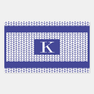 BLAU LINE STRICK-Klebekleber + Initial II Rechteckiger Aufkleber