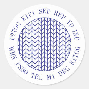 BLAU LINE STRICK Knitting Worte Kleine Rundkleber Runder Aufkleber