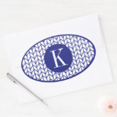 BLAU LINE STRICK Oval Stickers + Initial II (Umschlag)