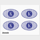 BLAU LINE STRICK Oval Stickers + Initial II (Blatt)
