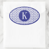 BLAU LINE STRICK Oval Stickers + Initial II (Tasche)
