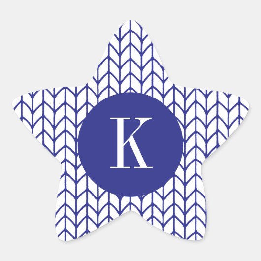 BLAU LINE STRICK Star Shape Stickers + Initial II (Vorderseite)
