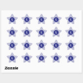 BLAU LINE STRICK Star Shape Stickers + Initial II (Blatt)