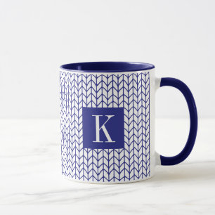 BLAU LINIE GESTRICKT Navy Combo Becher + Anfangsbu Tasse