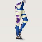 Blau, Linien und Blume Leggings (Rechts)