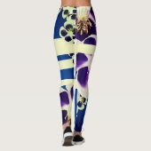 Blau, Linien und Blume Leggings (Rückseite)