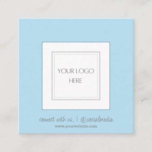 Blau | Logo | QR-Code Quadratische Visitenkarte (Vorderseite)