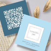 Blau | Logo | QR-Code Quadratische Visitenkarte