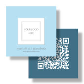 Blau | Logo | QR-Code Quadratische Visitenkarte