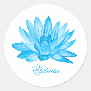 Blau-Lotus-Blume Runder Aufkleber