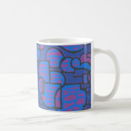Blau, Magenta Abstrakt Coffee Tasse (Rechts)