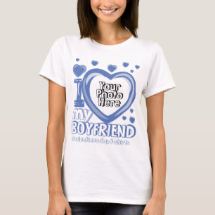 Blau Marine Foto Herz Ich liebe meinen Freund T-Shirt