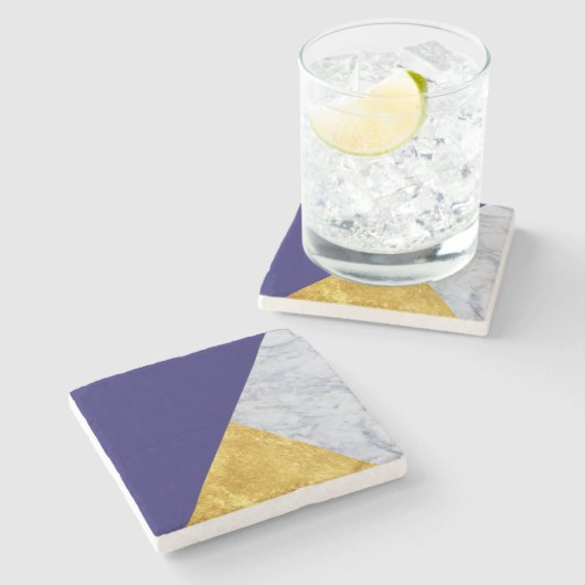 Blau + Marmorgoldstein-Untersetzer Steinuntersetzer (Seitenansicht)