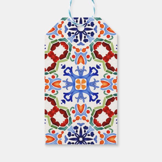 Blau mexikanische bunte Fliesen Brautparty zu Guns Geschenkanhänger (Rückseite)