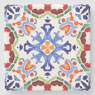 Blau mexikanische Farbfliesen Brautparty bedruckt Steinuntersetzer