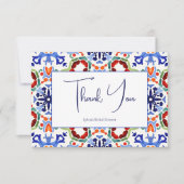 Blau-mexikanische Fliesen Brautparty Dankeskarte (Vorderseite)