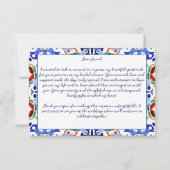 Blau-mexikanische Fliesen Brautparty Dankeskarte (Rückseite)