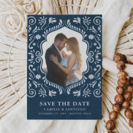Blau mexikanisches Themed Foto Save the Date