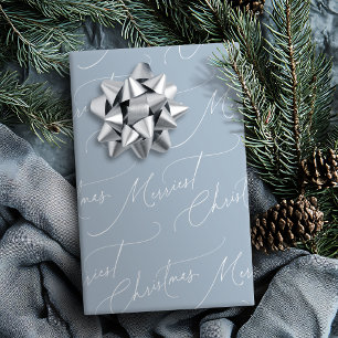 Blau minimalistisch moderne Schrift Merriest Weihn Geschenkpapier