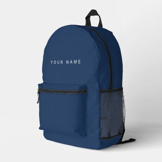 Blau Minimalistisch Moderner Individuelle Name, Te Bedruckter Rucksack (Rückseitige Ecke Rechts)