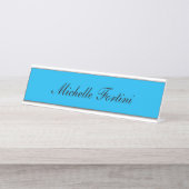 Blau Minimalistisch Schlicht Schreibtischnamensplakette (Vorderseite )