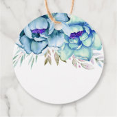 Blau, Minzgrün Blume Blumenzehen Geschenkanhänger (Rückseite)