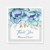 Blau, Minzgrün Blume Blumenzehen Serviette (Vorderseite)