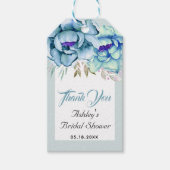 Blau, minzgrün Blume Danke Brautparty Geschenkanhänger (Vorderseite)
