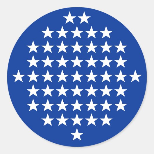 Blau mit 50 White Stars American Flag Theme Runder Aufkleber (Vorderseite)