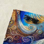 Blau mit Abstrakter Ozeanwelle Strandtuch (Beispiel)