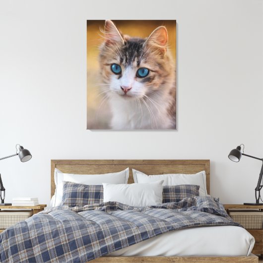Blau - Mit Augen Katze Leinwanddruck (Insitu (Schlafzimmer))