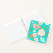 Blau mit Beige Schatten der Blume Notizblock (Innenseite)