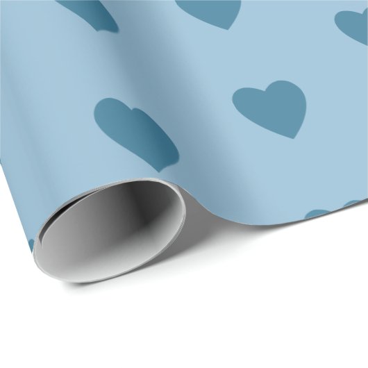Blau mit blauen Herzen Geschenkpapier (Rolleneckpunkt)