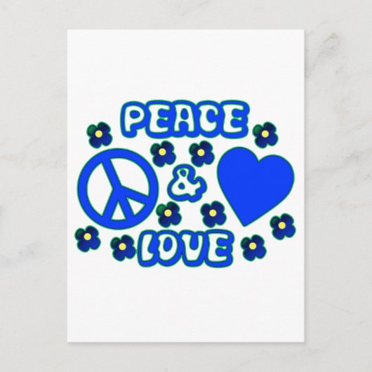 Blau mit Blume Ruhe und Liebe Design Postkarte (Vorderseite)