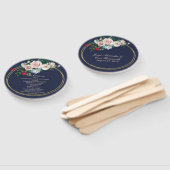 Blau mit Blumenrahmen Hochzeitsempfang Fächer (Non-assembled)