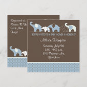 Blau mit braunen Elefanten Babydusche Einladungen (Vorne/Hinten)