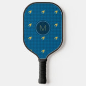 Blau mit dem Gold Accent Hahnentrittmuster Pickleball Schläger (Rückseite)