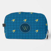 Blau mit dem Gold Accent Hahnentrittmuster Waschbeutel (Vorderseite)