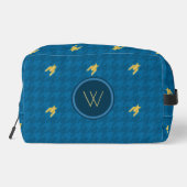 Blau mit dem Gold Accent Hahnentrittmuster Waschbeutel (Rückseite)