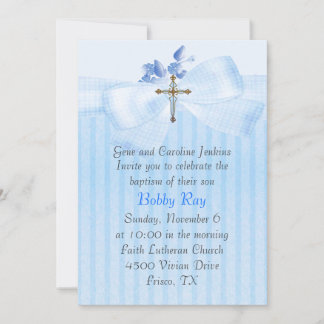 Blau mit der Taufe des Cross Boy Einladung