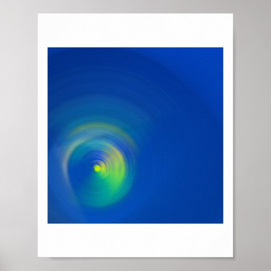 Blau mit einem hellgelben abstrakten Pinselstrich  Poster (Vorne)