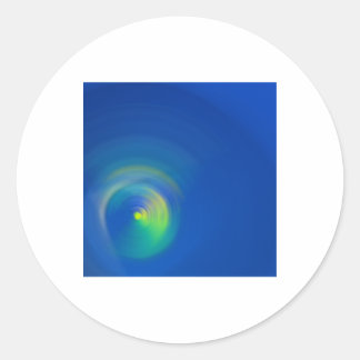 Blau mit einem hellgelben abstrakten Pinselstrich Runder Aufkleber