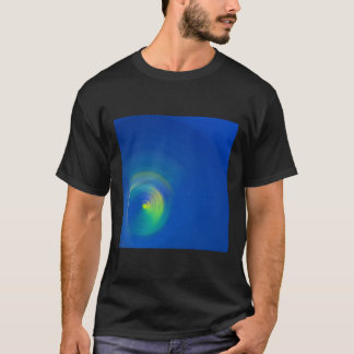 Blau mit einem hellgelben abstrakten Pinselstrich T-Shirt