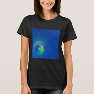 Blau mit einem hellgelben abstrakten Pinselstrich T-Shirt