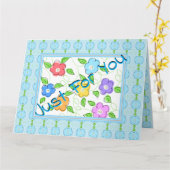 Blau mit farbenfroher Blüte Karte (Gelbe Blume)