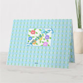 Blau mit farbenfroher Blüte Karte (Rückseite)
